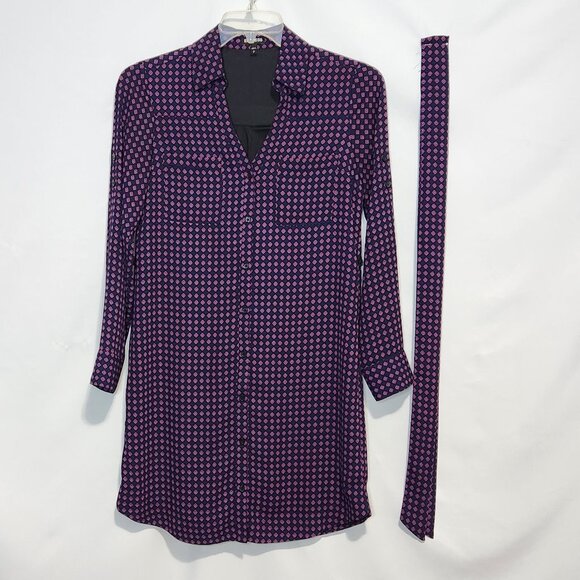 Express Printed Pattern Shirt Dress with Sash Size S - Picture 3 of 15